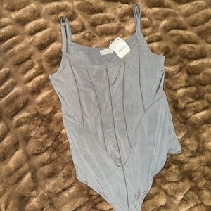 Free People Gray Bodysuit